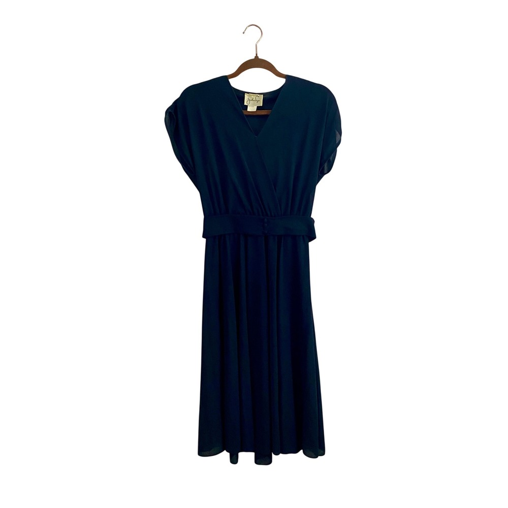 VTG‎ 70s Jonathan Logan Midi Dress Black Arnel Triacetate Pleated Wrap 10 ILGWU